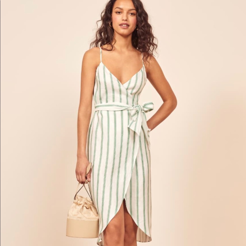 Midi Linen Wrap Dress